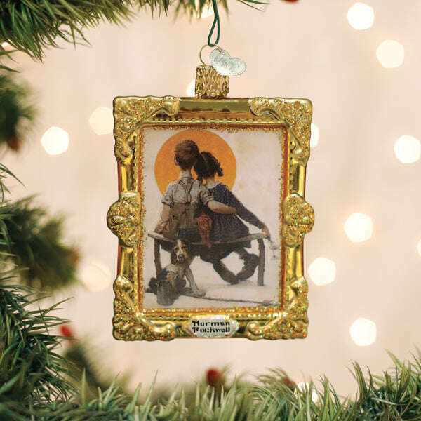 Old World Christmas Norman Rockwell Boy & Girl Blown Glass Ornament