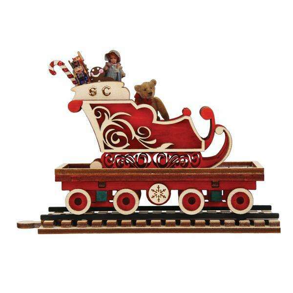 Old World Christmas North Pole Express Sleigh Car Blown Glass Ornament