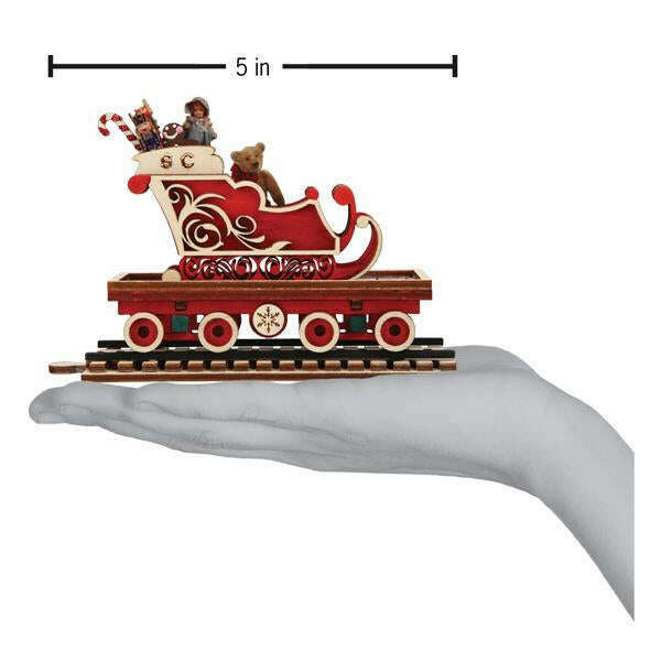 Old World Christmas North Pole Express Sleigh Car Blown Glass Ornament