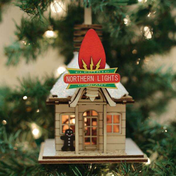Old World Christmas Northern Lights Electric Co. Light-Up Cottage