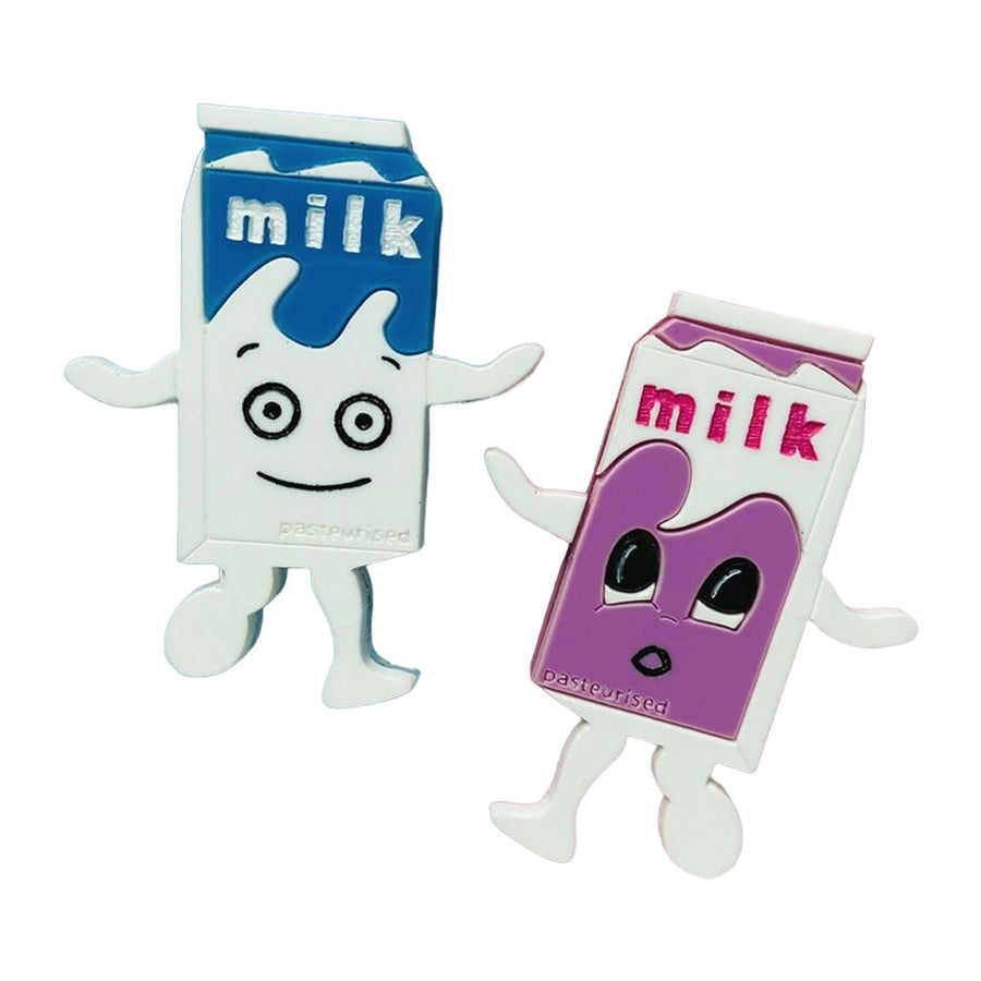 Nostalgic Moment: Coffee & TV Milk Carton Acrylic Brooch by Makokot Design