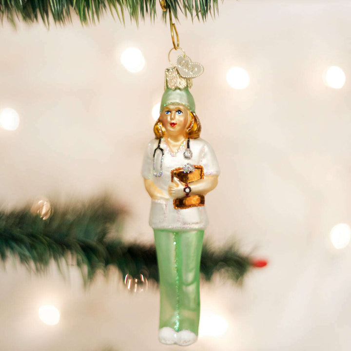 Old World Christmas Nurse Blown Glass Ornament