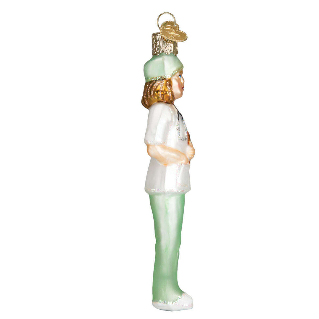 Old World Christmas Nurse Blown Glass Ornament