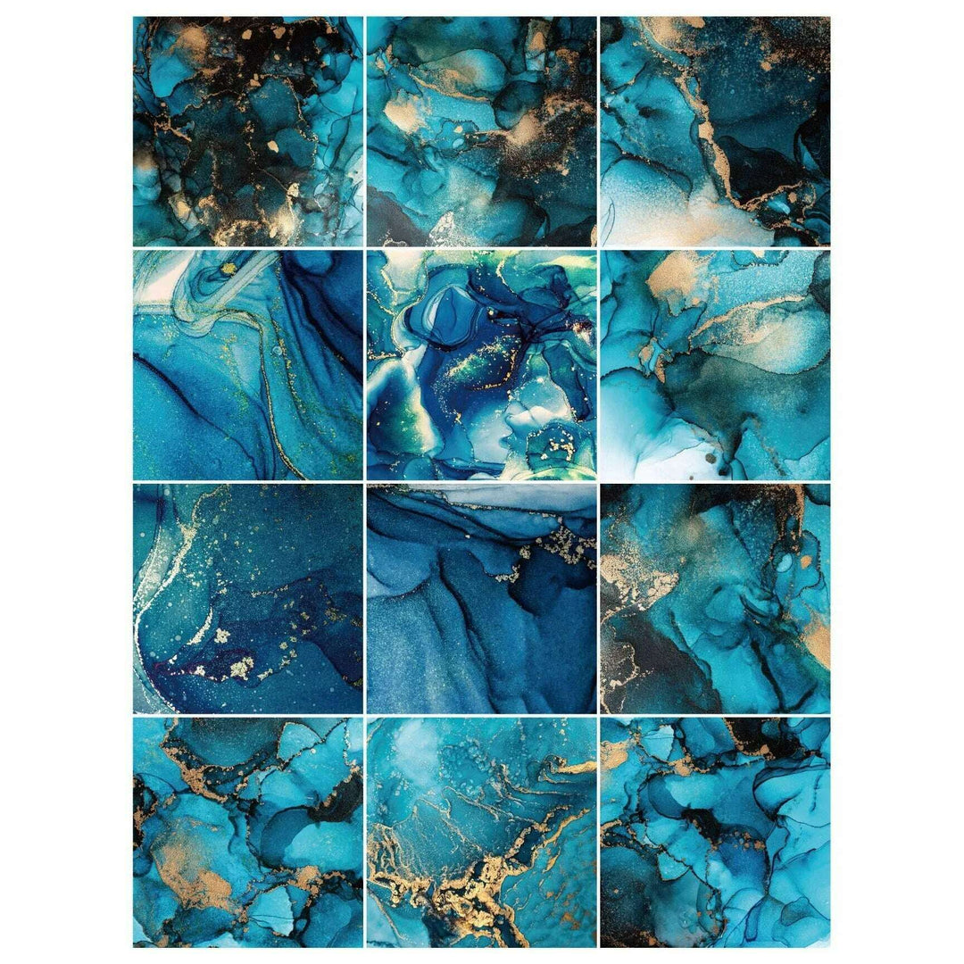 Ocean Scrapbook Paper Pack. 12 Sheets of 15.2x15.2cm Heavyweight Paper Pad F07M2-3 AC230308-06