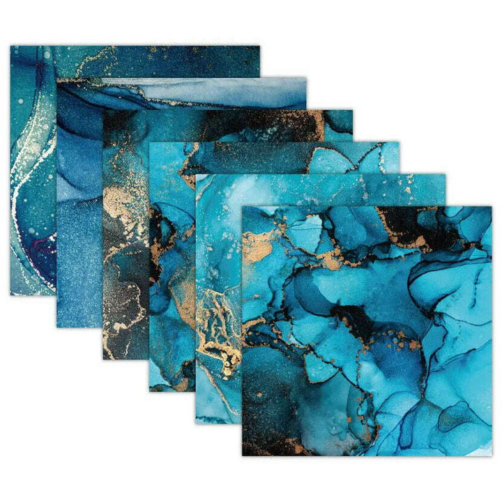 Ocean Scrapbook Paper Pack. 12 Sheets of 15.2x15.2cm Heavyweight Paper Pad F07M2-3 AC230308-06