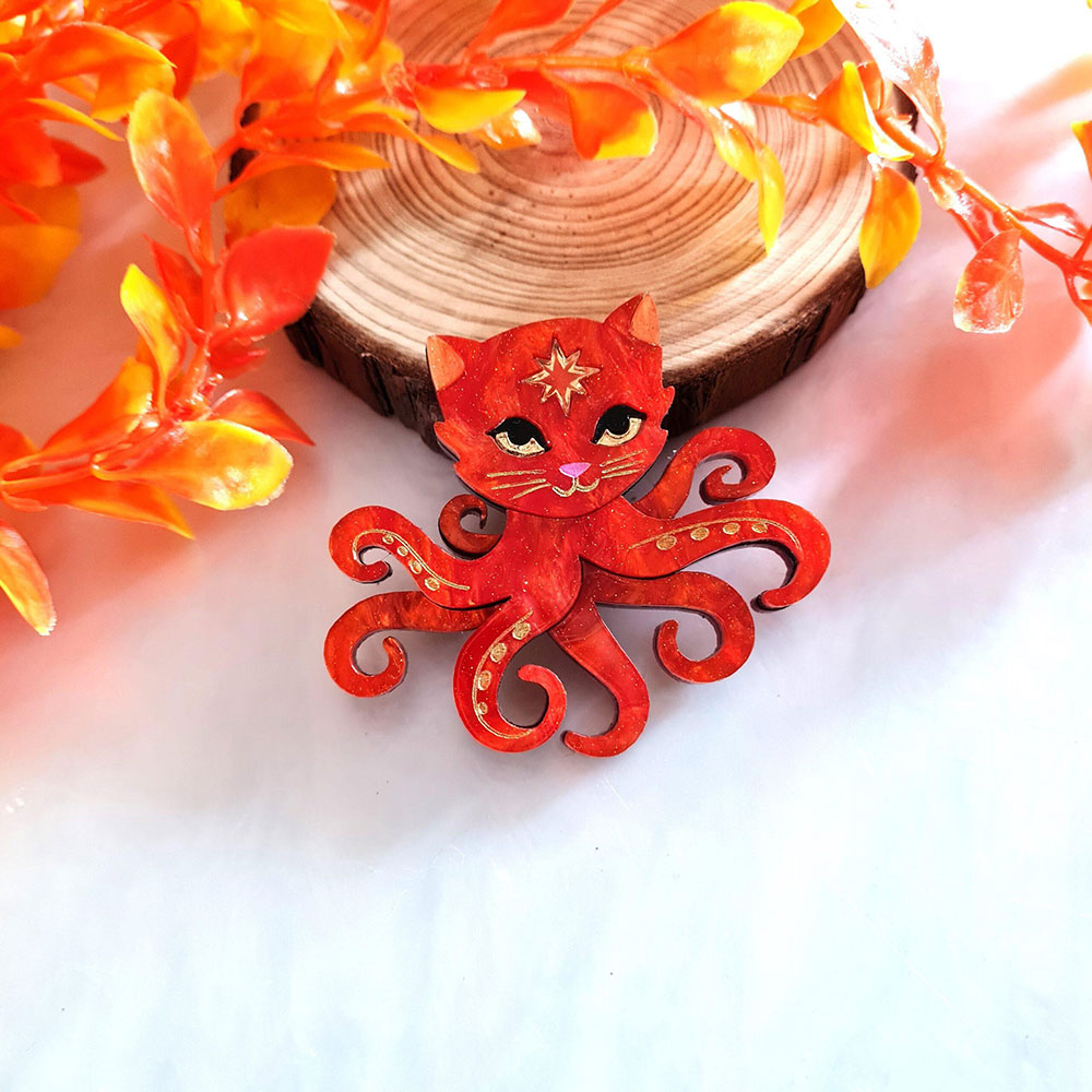 Octopuss Cat Brooch by Cherryloco Jewellery image 2