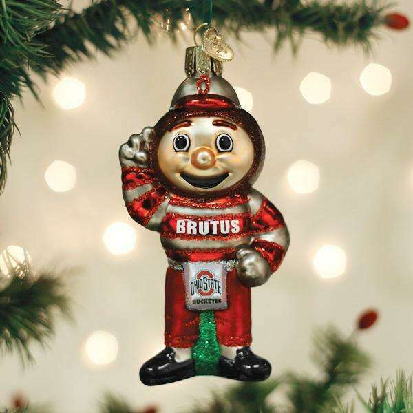 Old World Christmas Ohio State Brutus Buckeye Blown Glass Ornament