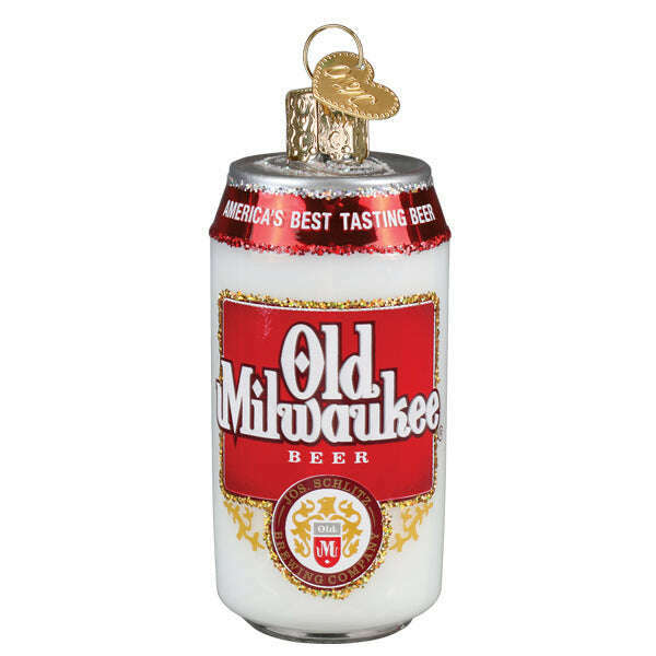 Old World Christmas Old Milwaukee Beer Can Blown Glass Ornament