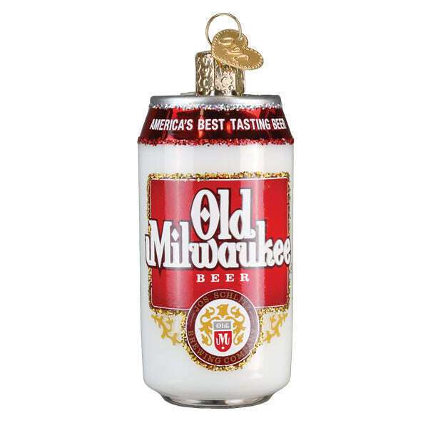 Old World Christmas Old Milwaukee Beer Can Blown Glass Ornament