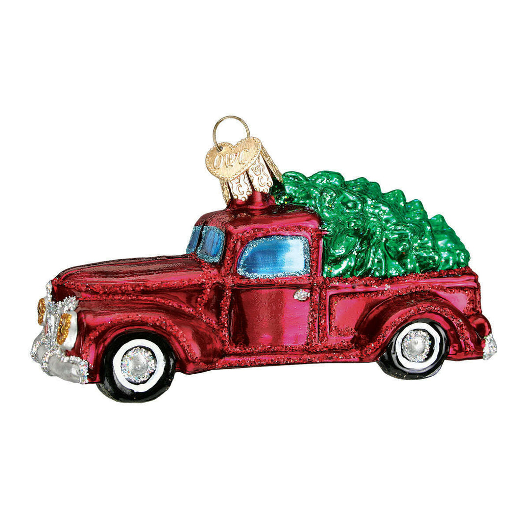 Old World Christmas Old Truck With Tree Blown Glass Ornament