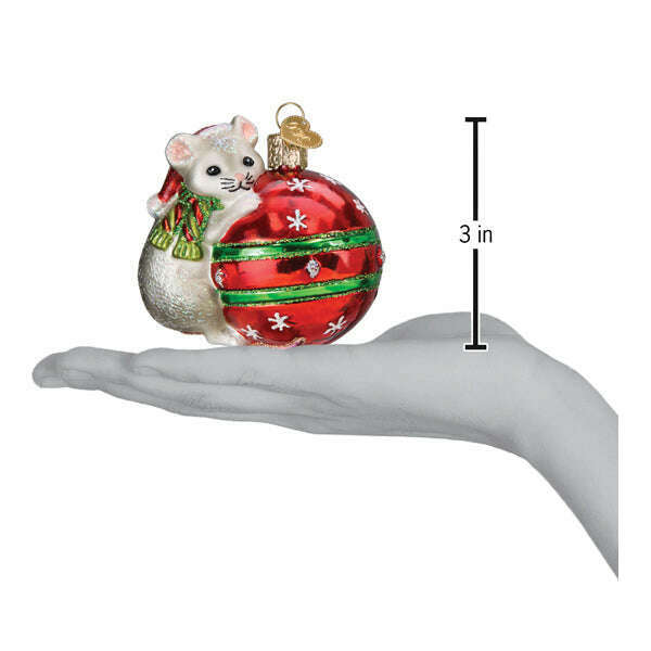 Old World Christmas Playful Christmas Mouse Blown Glass Ornament