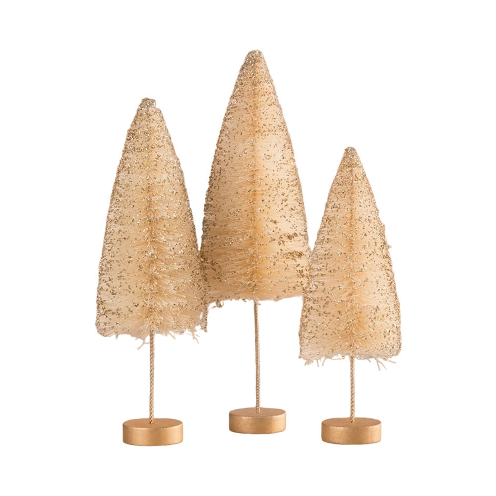 Opal Gold Glow Bottle Brush Trees S3 by Bethany Lowe Designs