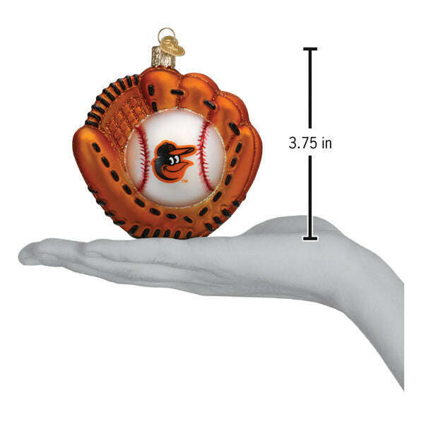 Old World Christmas Orioles Baseball Mitt Blown Glass Ornament