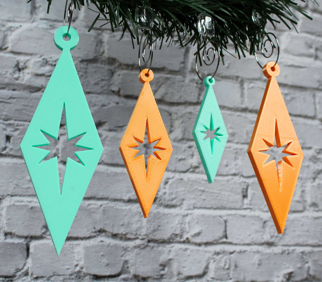 Retro Diamond Burst Holiday Ornaments (4 Pack)