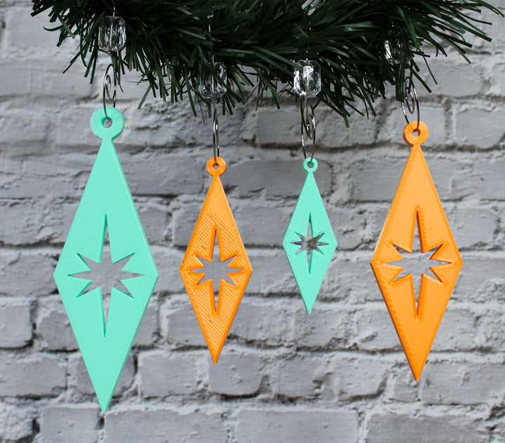 Retro Diamond Burst Holiday Ornaments (4 Pack)