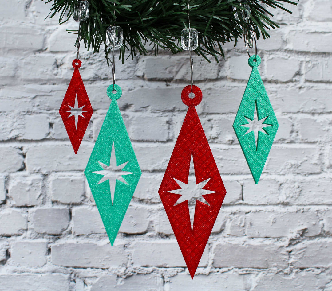 Retro Diamond Burst Holiday Ornaments (4 Pack)