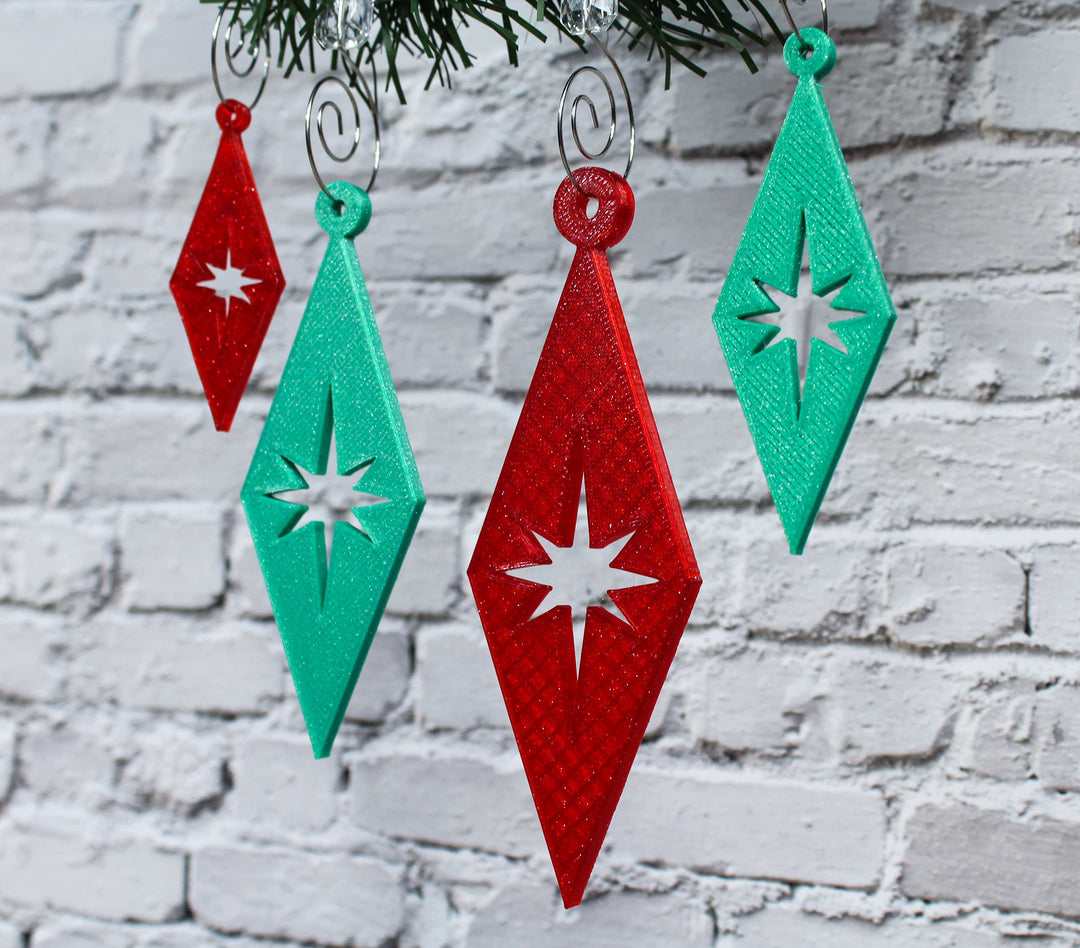 Retro Diamond Burst Holiday Ornaments (4 Pack)