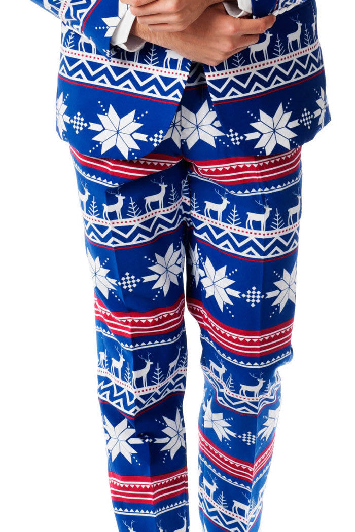 The Rudolph Suave | Blue Ugly Christmas Sweater Pants By Opposuits