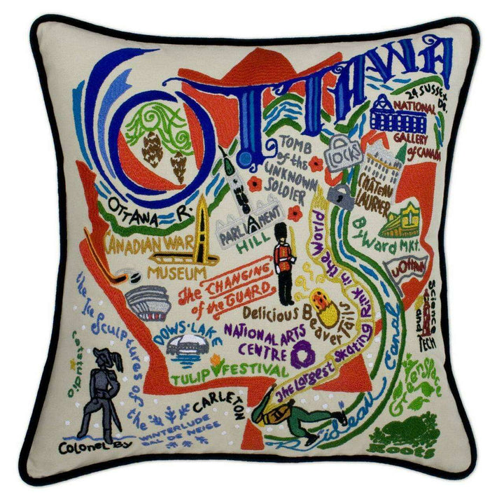 Ottowa Hand-Embroidered Pillow - Quirks!