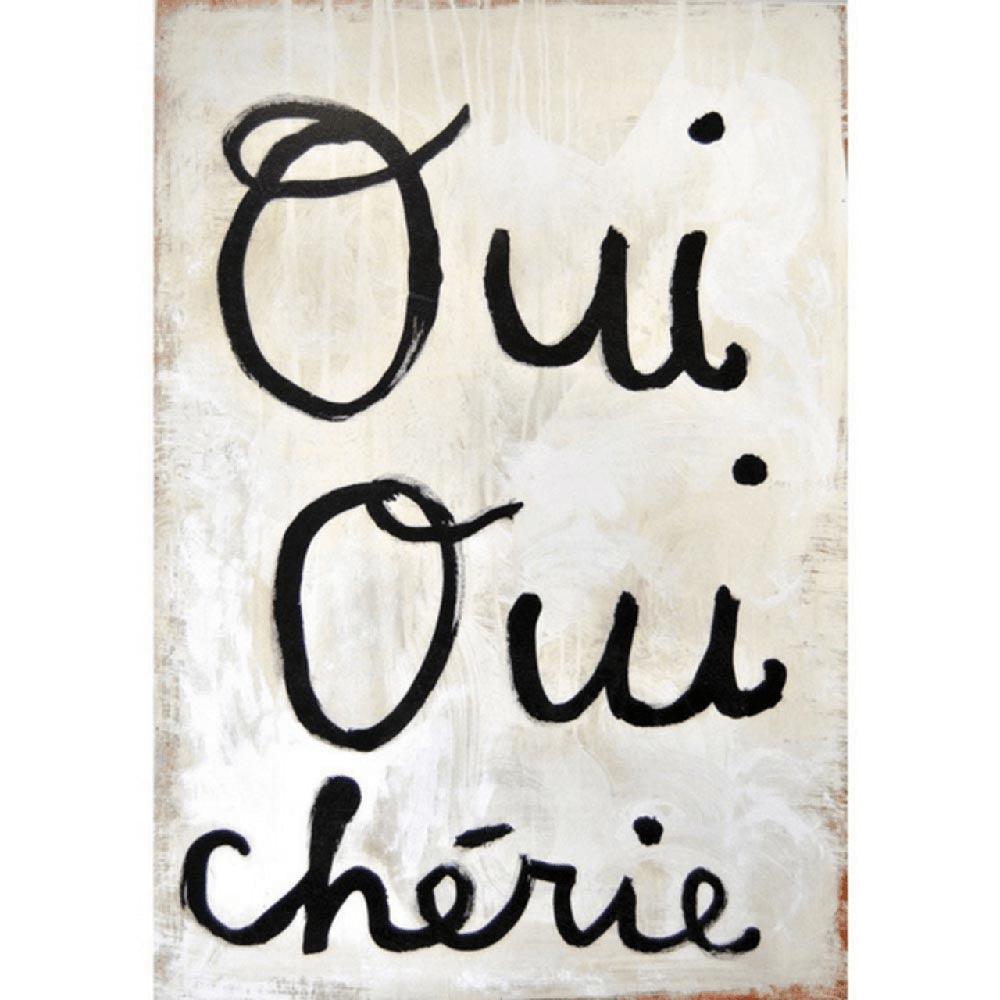 "Oui Oui Cherie" 25" x 36" Grey Wood Art Print - Quirks!