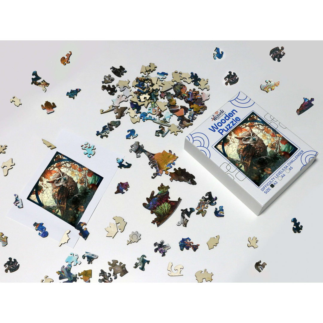 Owl - Jigsaw Wooden Puzzle by Wizardi F07N9-6