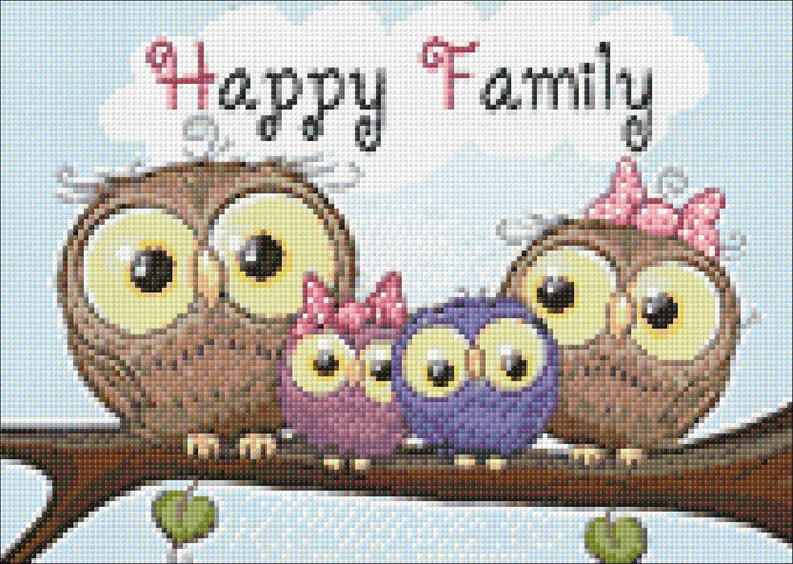Owl Family WD2319 14.9 x 10.6 inches Wizardi Diamond Painting Kit