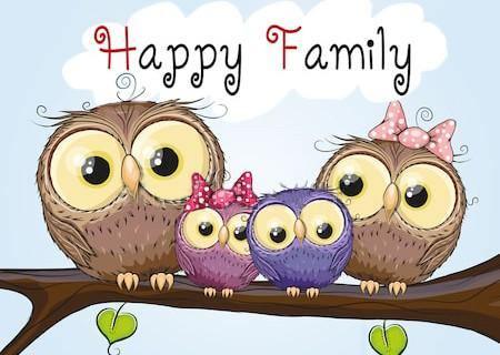 Owl Family WD2319 14.9 x 10.6 inches Wizardi Diamond Painting Kit