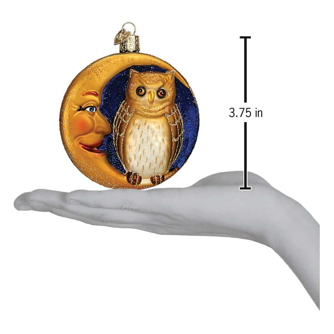 Old World Christmas Owl In Moon Blown Glass Ornament