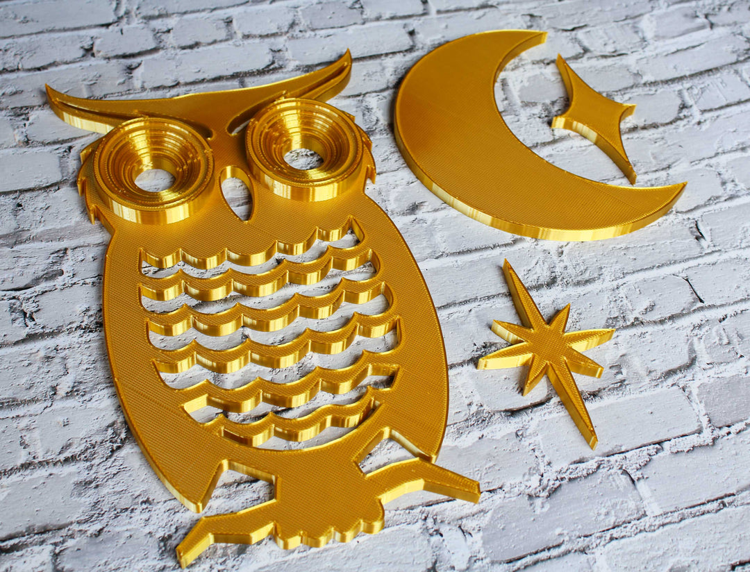 Midcentury Modern Owl Moon Stars Wall Decor