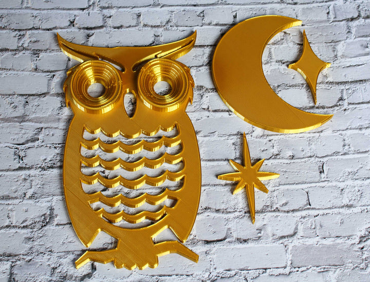 Midcentury Modern Owl Moon Stars Wall Decor