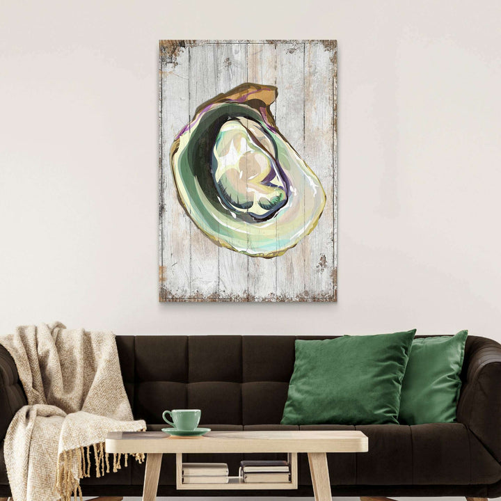Oyster Shell Coastal Portrait Canvas Wall Art