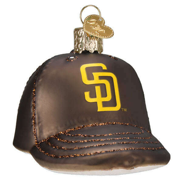 Old World Christmas Padres Baseball Cap Blown Glass Ornament