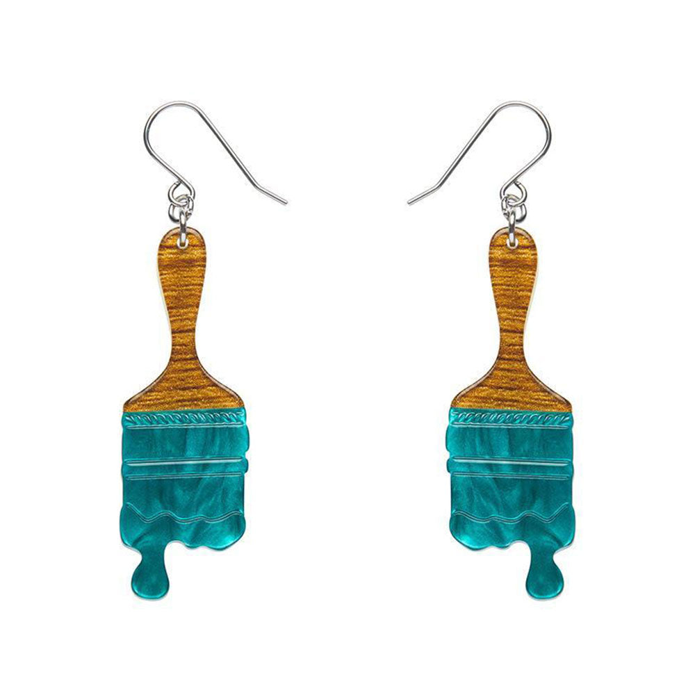 Paint Brush Ripple Drop Earrings - Teal (3 Pack) by Erstwilder image