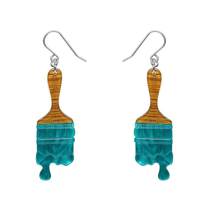 Paint Brush Ripple Drop Earrings - Teal (3 Pack) by Erstwilder image