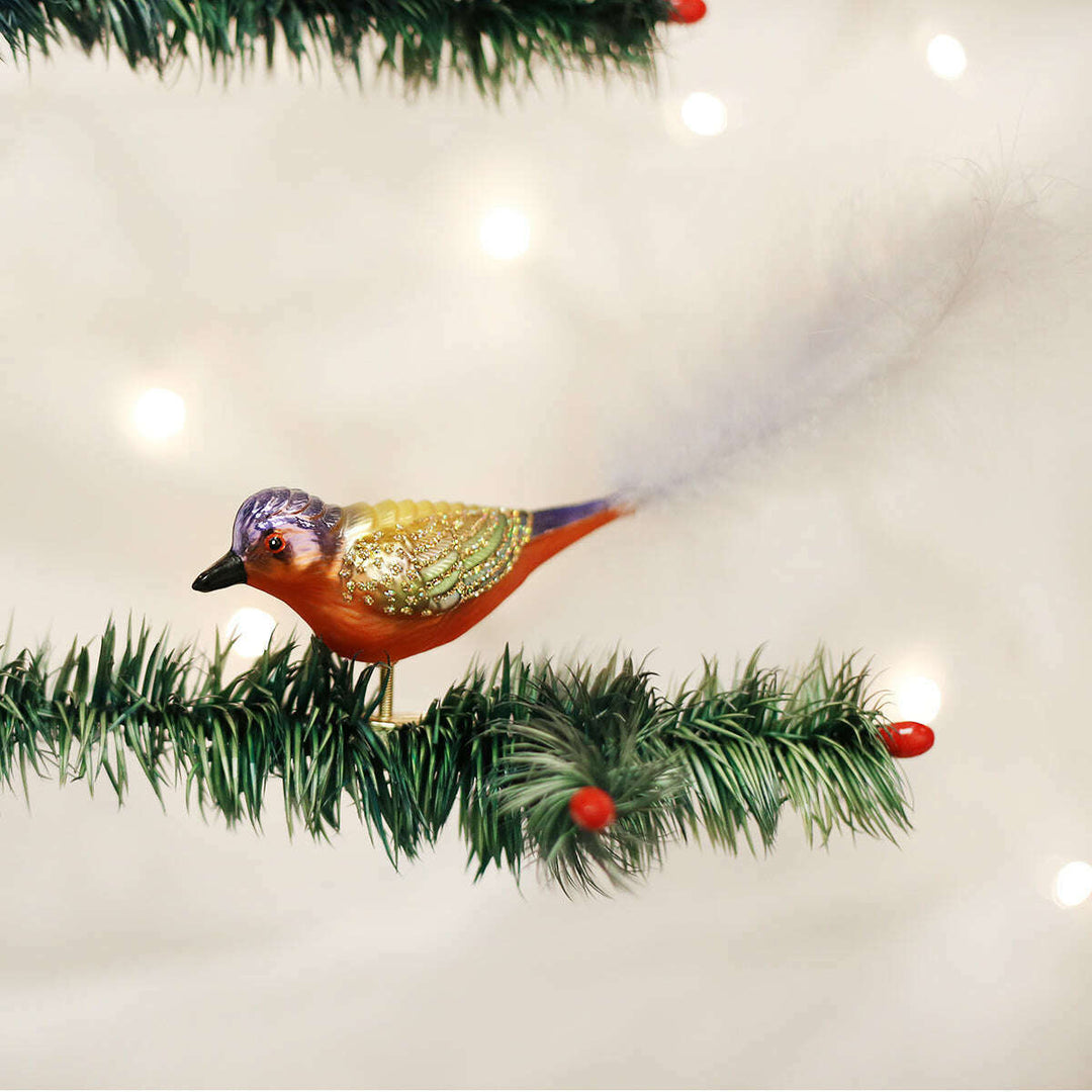 Old World Christmas Painted Bunting Blown Glass Ornament