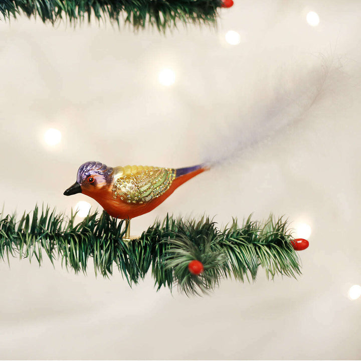 Old World Christmas Painted Bunting Blown Glass Ornament