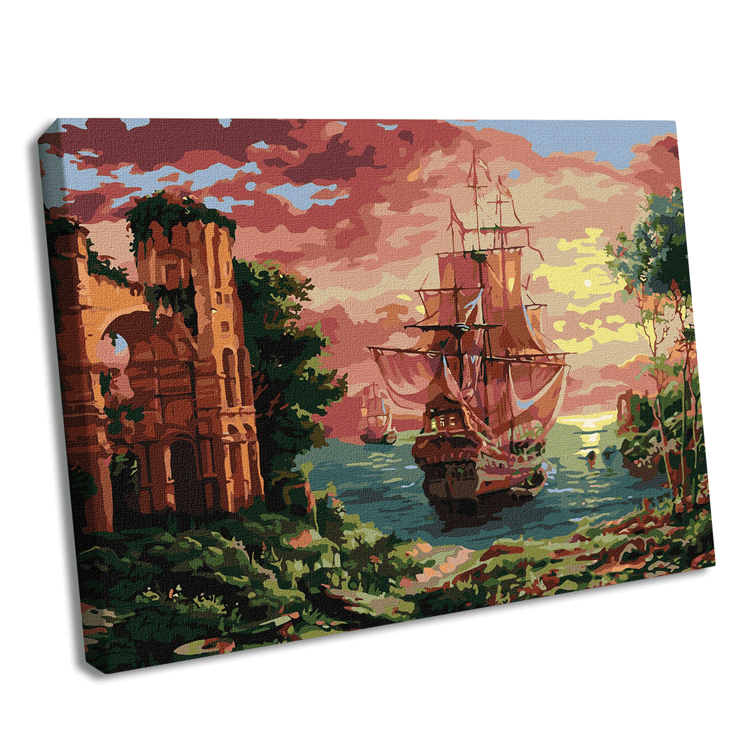 Painting by Numbers kit Evening harbor KHO2767