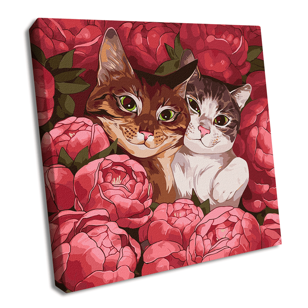 Painting by Numbers kit Kittens and Peonies KHO4341