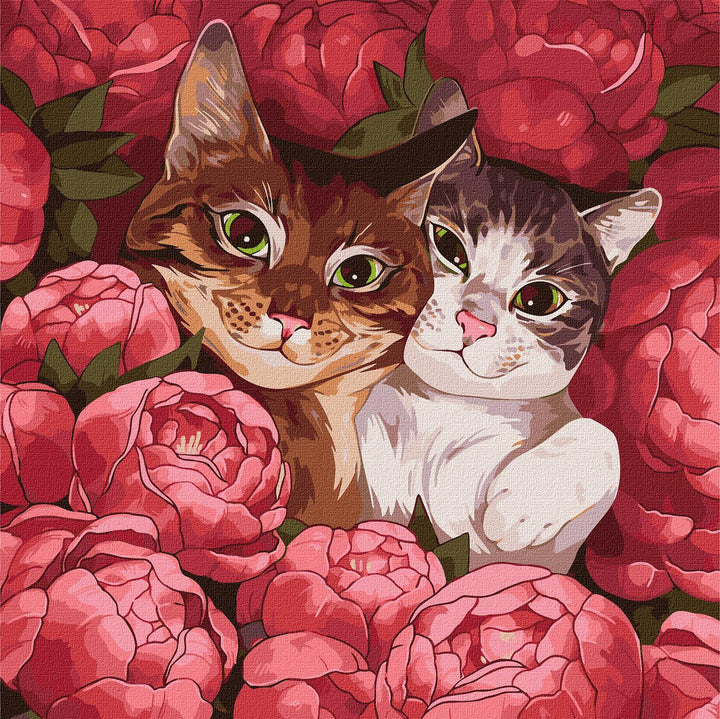 Painting by Numbers kit Kittens and Peonies KHO4341