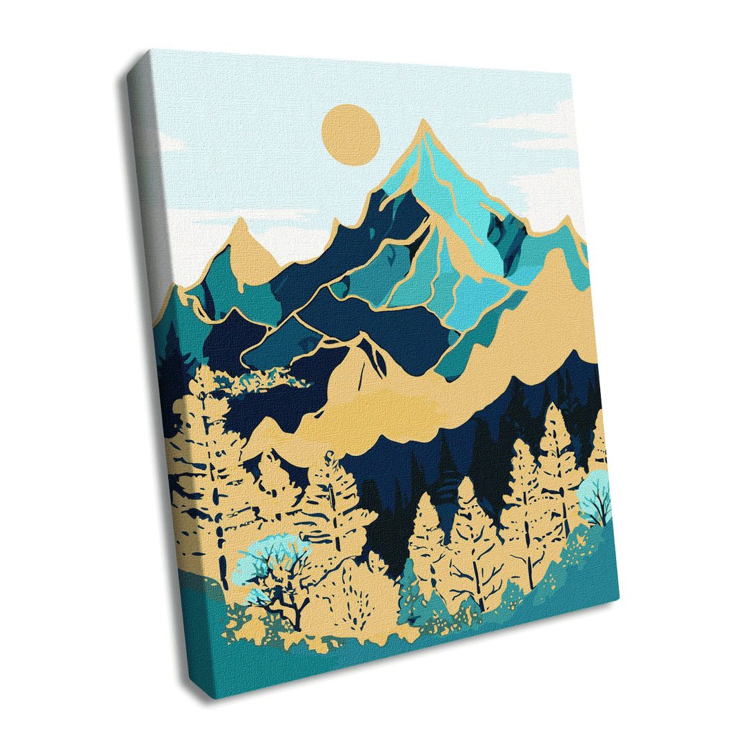 Painting by Numbers kit Mountain landscape with extra metallic paints KHO5102