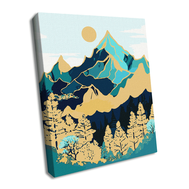 Painting by Numbers kit Mountain landscape with extra metallic paints KHO5102