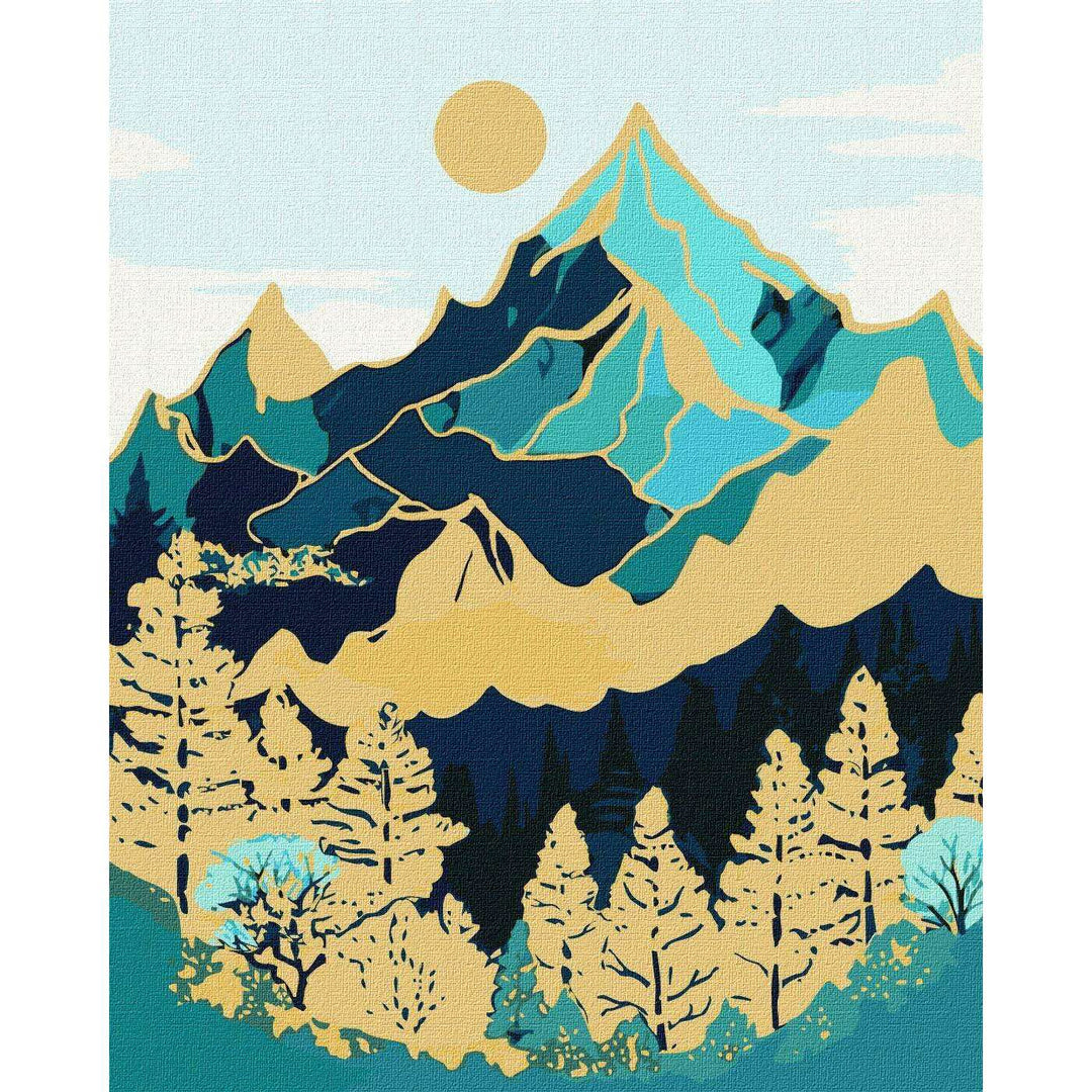 Painting by Numbers kit Mountain landscape with extra metallic paints KHO5102