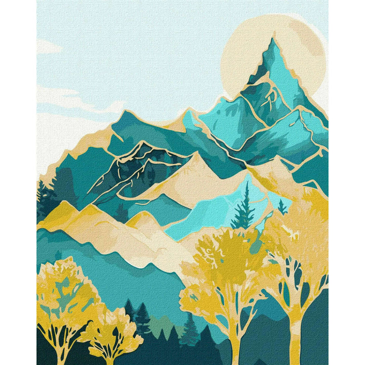 Painting by Numbers kit Mountain peaks with extra metallic paints  KHO5104