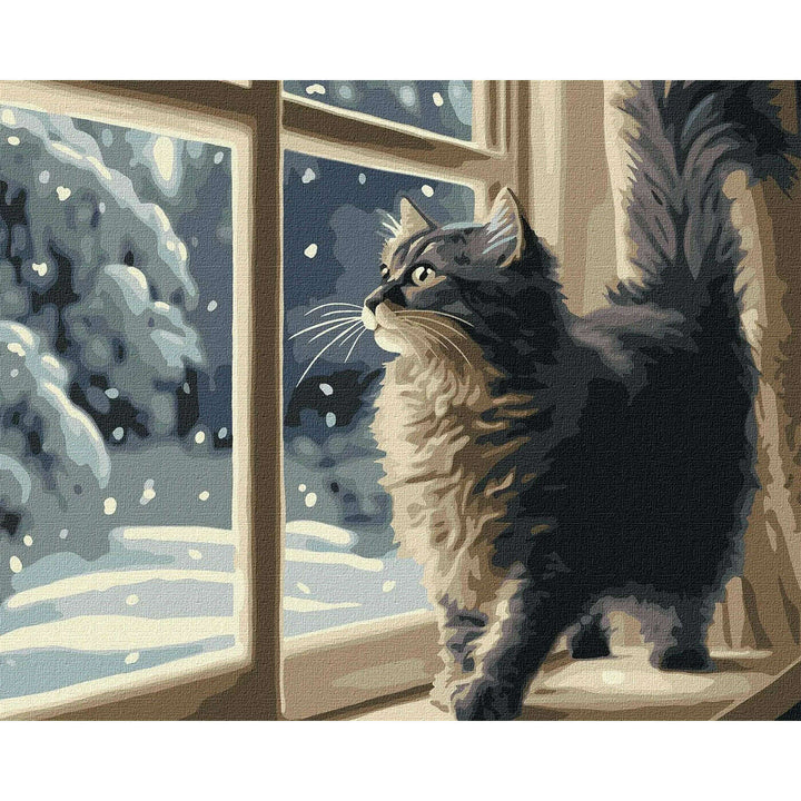 Painting by Numbers kit Snowfall Outside the Window KHO6550