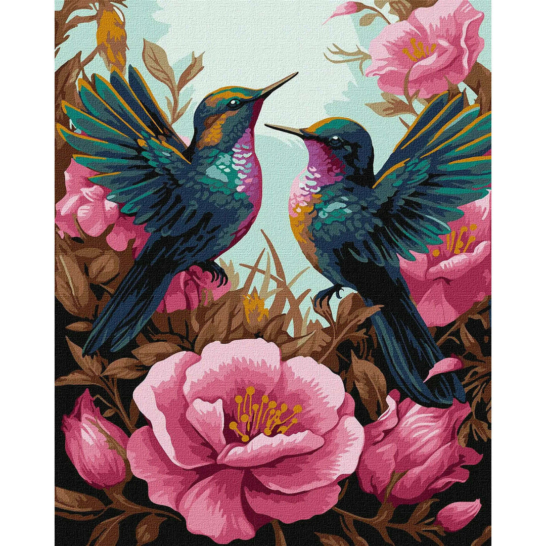 Painting by Numbers kit Sophisticated hummingbirds with extra metallic paints KHO6566