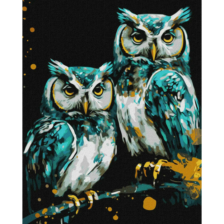 Painting by Numbers kit Wise owls with extra metallic paints KHO6514