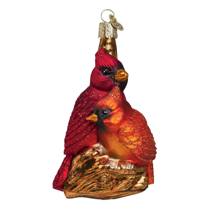 Old World Christmas Pair Of Cardinals Blown Glass Ornament