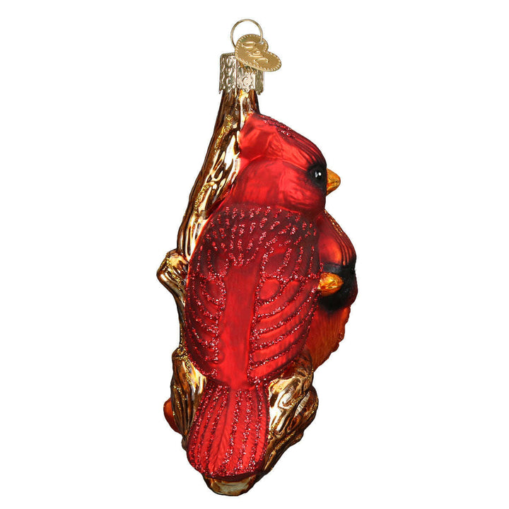 Old World Christmas Pair Of Cardinals Blown Glass Ornament
