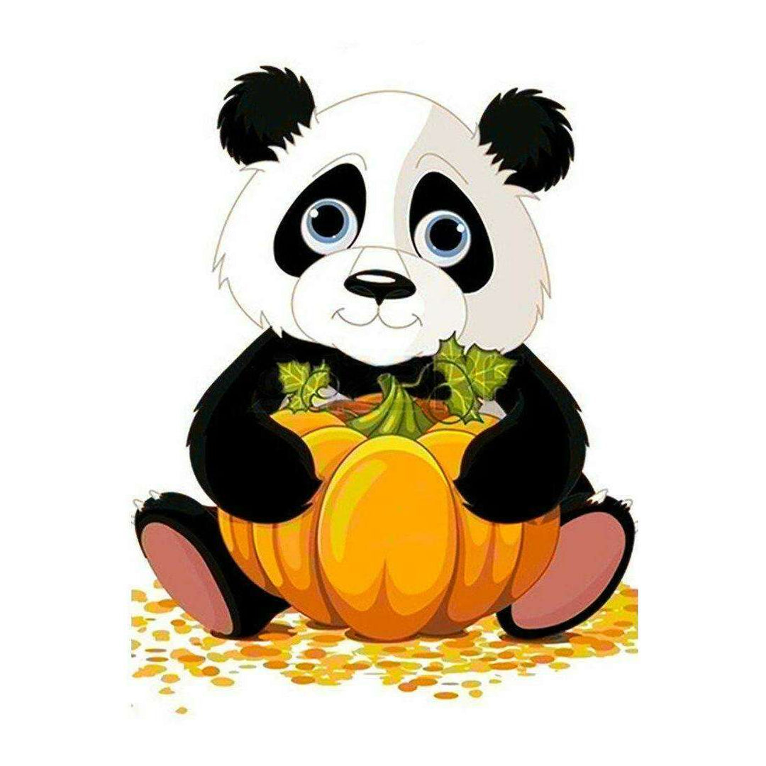 Panda with Pumpkin WD318 7.9 x 11.8 inches Wizardi Diamond Painting Kit
