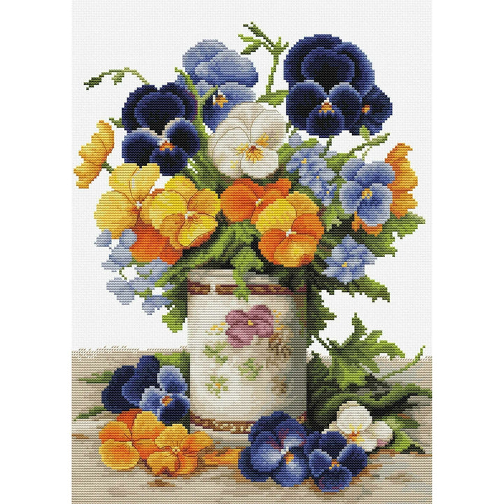 Pansies Bouquet B7035L Counted Cross-Stitch Kit